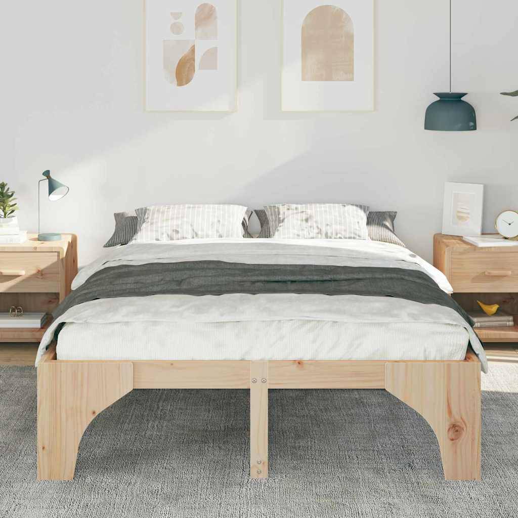 vidaXL Bettrahmen Braun 160 x 200 cm Massives Kiefernholz