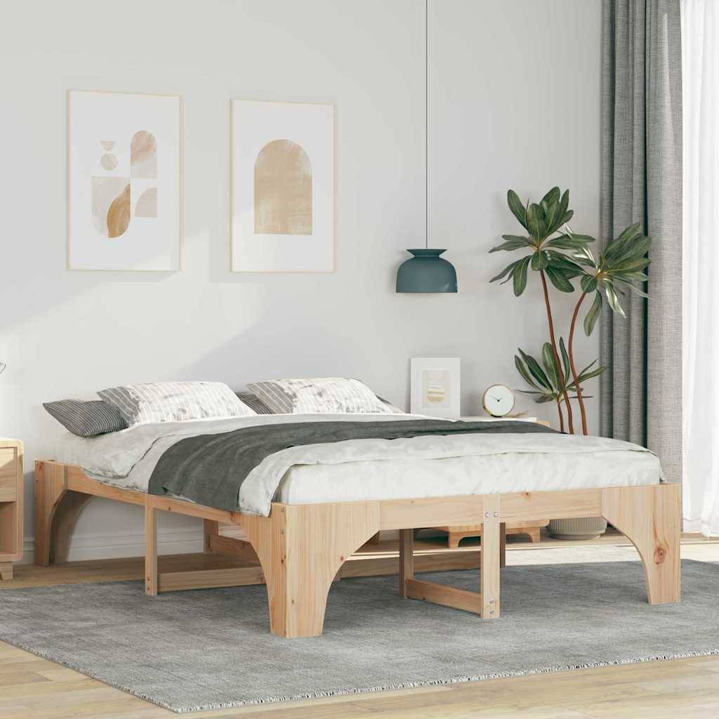 vidaXL Bettrahmen Braun 160 x 200 cm Massives Kiefernholz