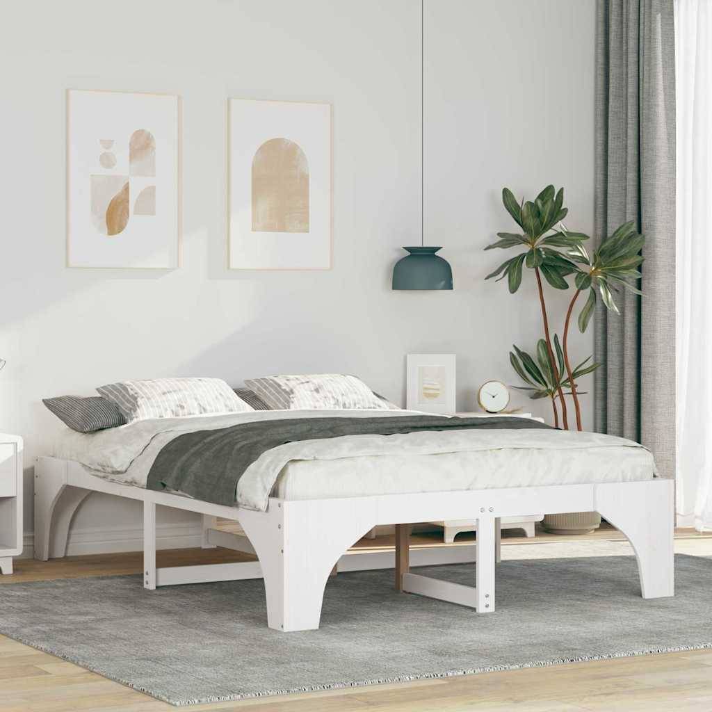 vidaXL Bettrahmen Weiß 160 x 200 cm Massives Kiefernholz