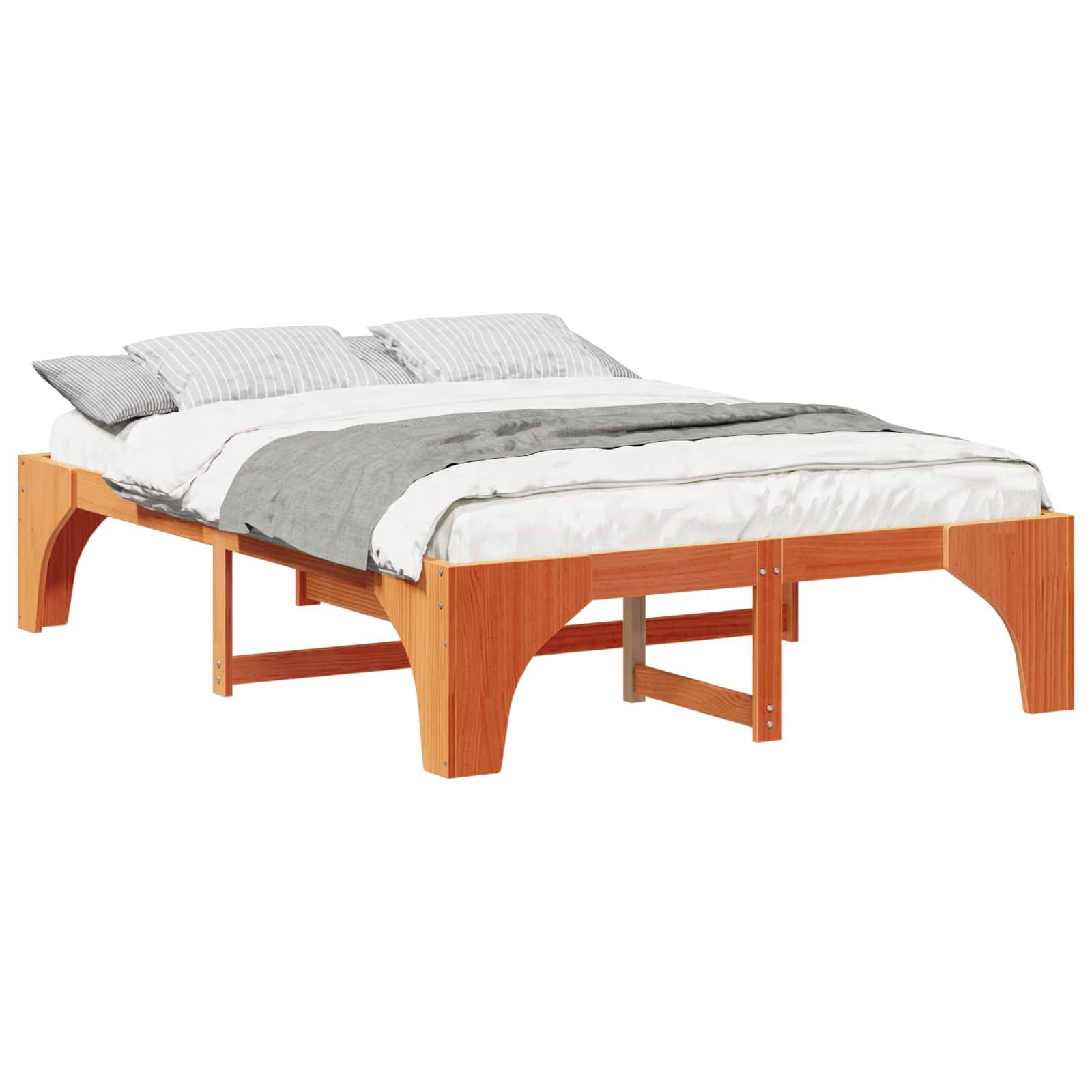 vidaXL Bettrahmen Braun 160 x 200 cm Massives Kiefernholz