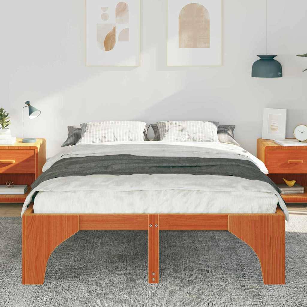 vidaXL Bettrahmen Braun 160 x 200 cm Massives Kiefernholz