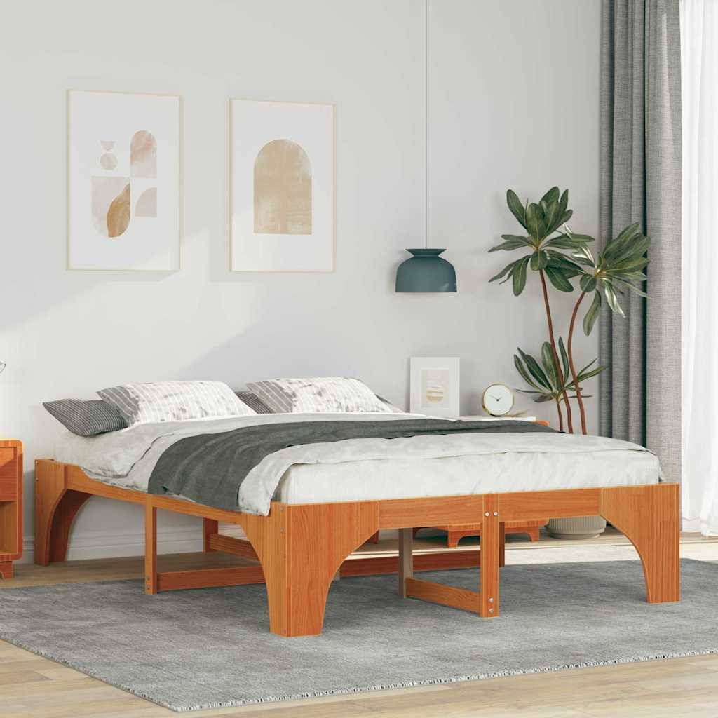 vidaXL Bettrahmen Braun 160 x 200 cm Massives Kiefernholz