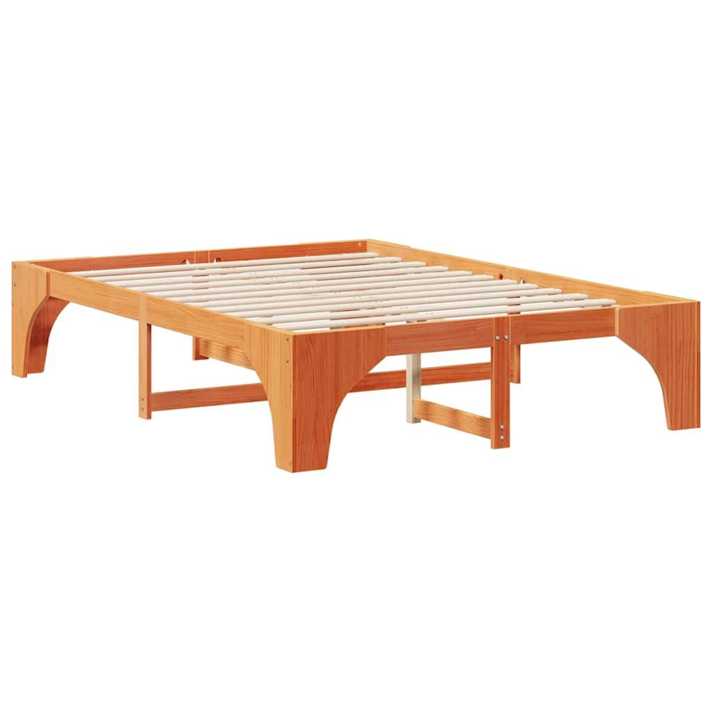 vidaXL Bettrahmen Braun 140 x 200 cm Massives Kiefernholz