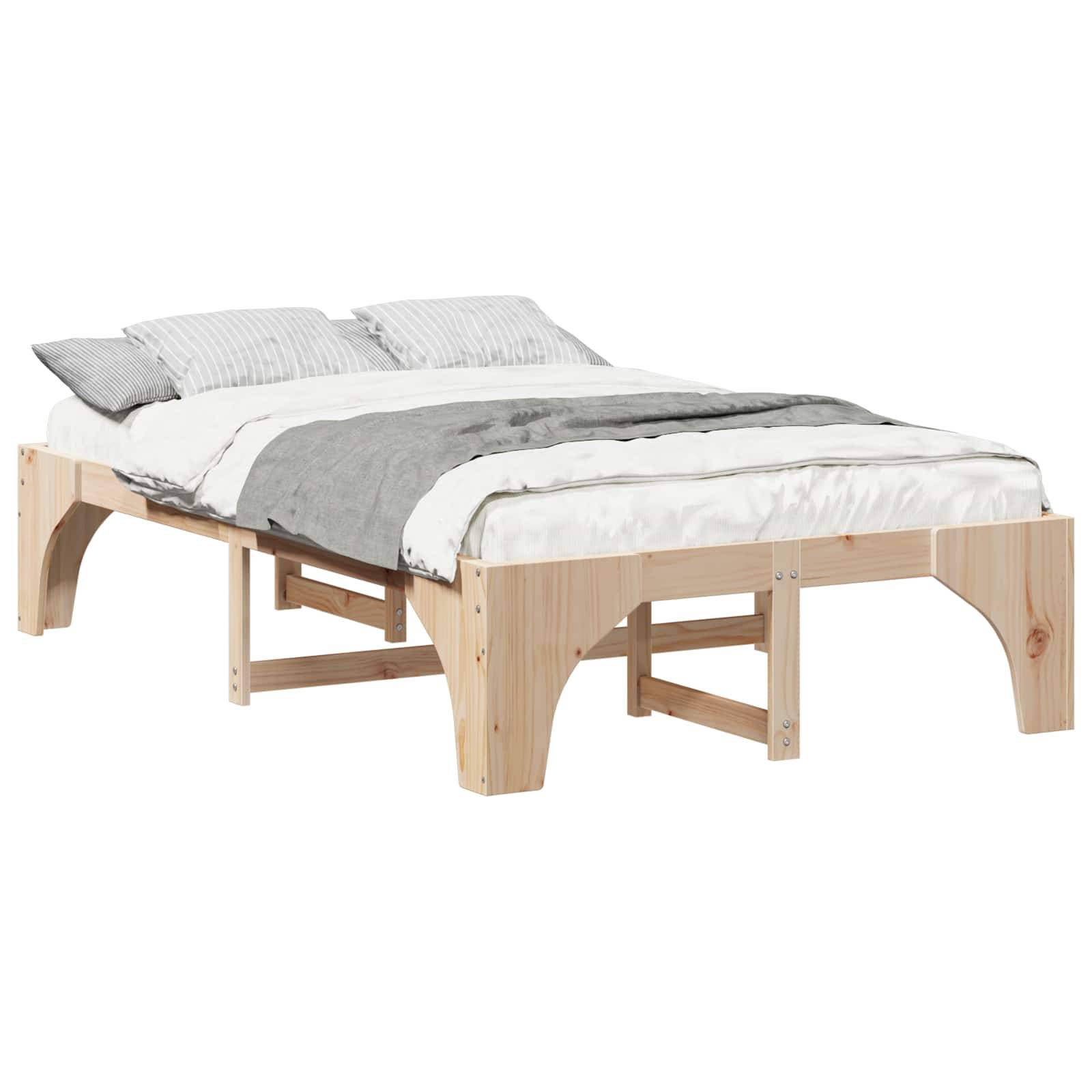 vidaXL Bettrahmen Braun 120 x 200 cm Massives Kiefernholz