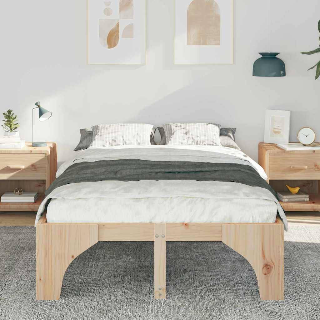 vidaXL Bettrahmen Braun 120 x 200 cm Massives Kiefernholz