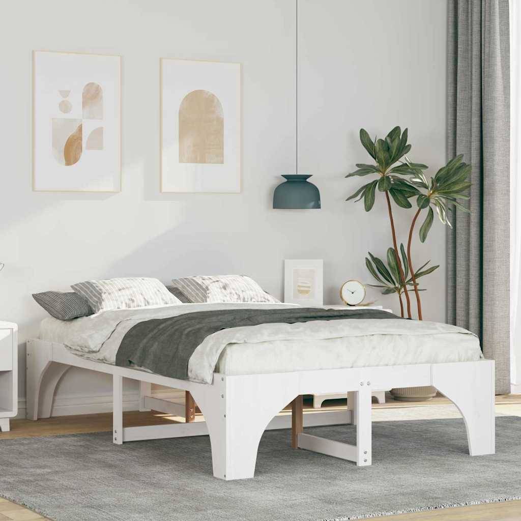 vidaXL Bettrahmen Weiß 120 x 190 cm Massives Kiefernholz