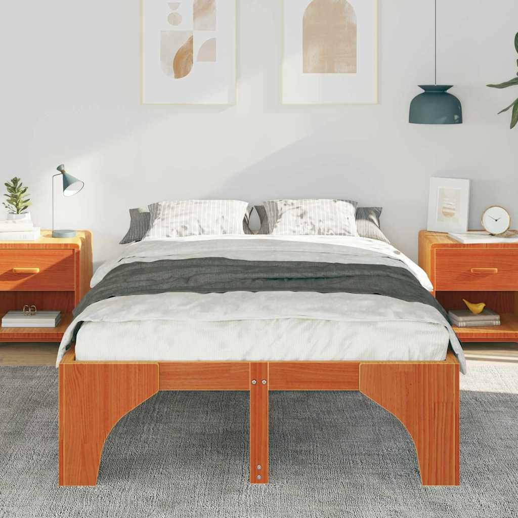 vidaXL Bettrahmen Braun 120 x 190 cm Massives Kiefernholz