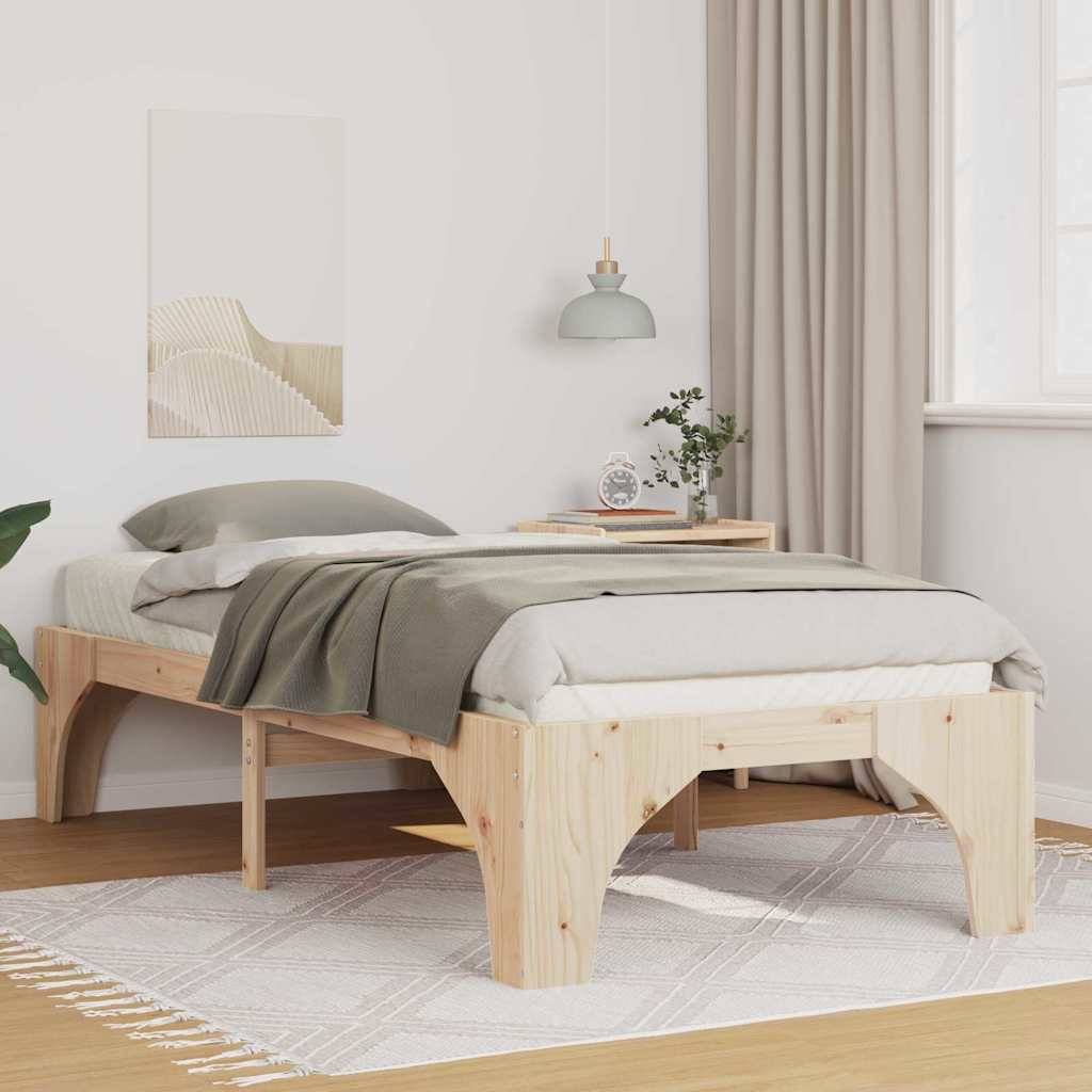 vidaXL Bettrahmen Braun 90 x 190 cm Massives Kiefernholz
