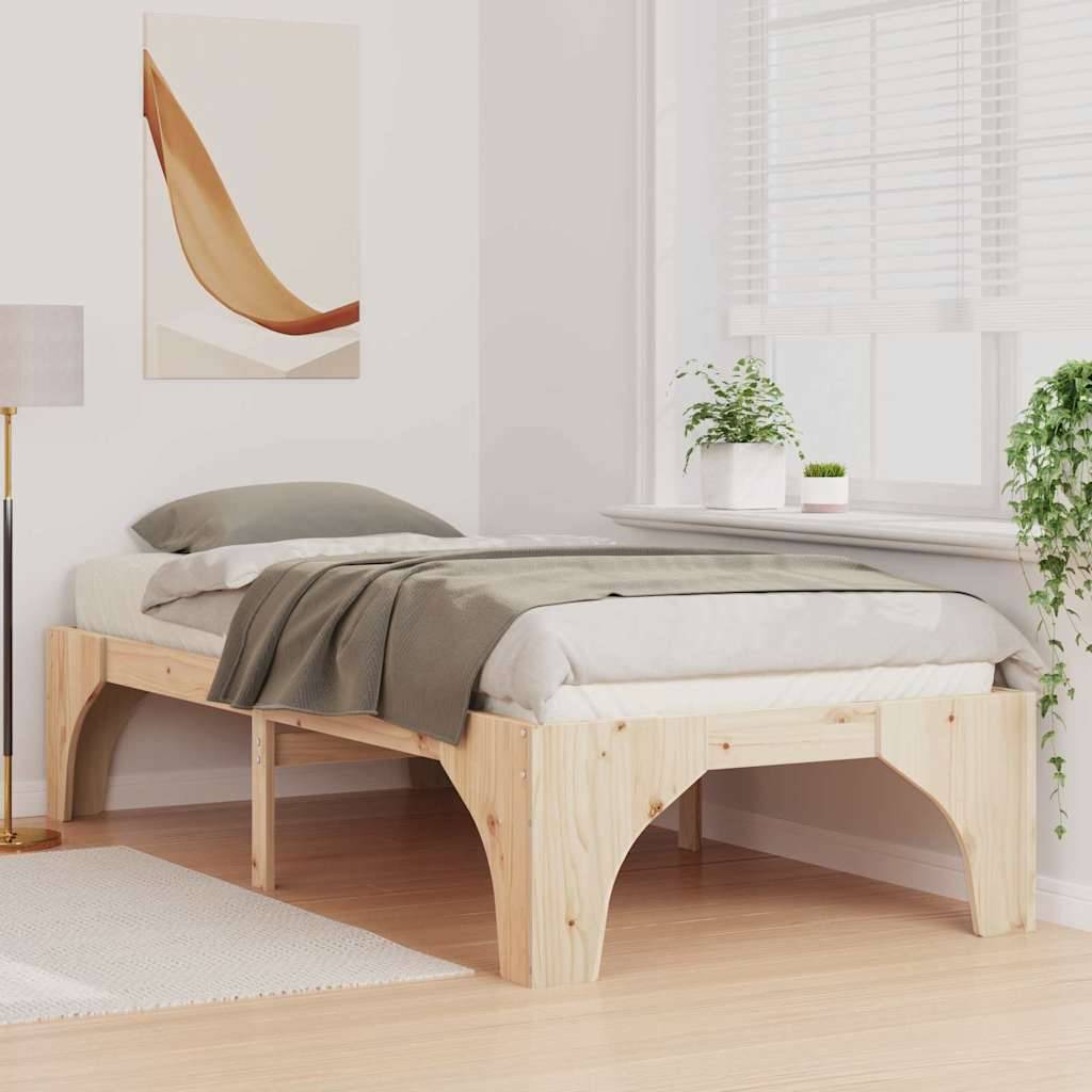 vidaXL Bettrahmen Braun 90 x 190 cm Massives Kiefernholz