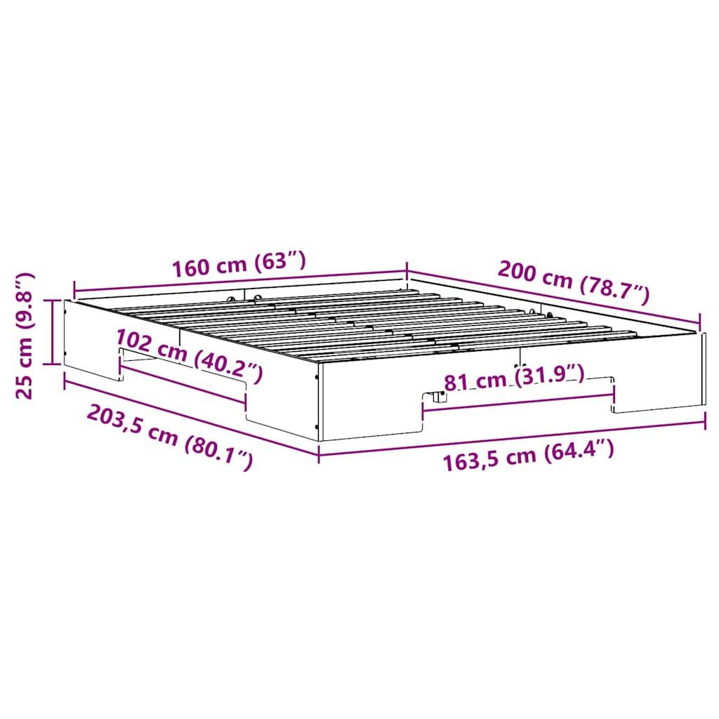 vidaXL Bettgestell Weiß 160 x 200 cm