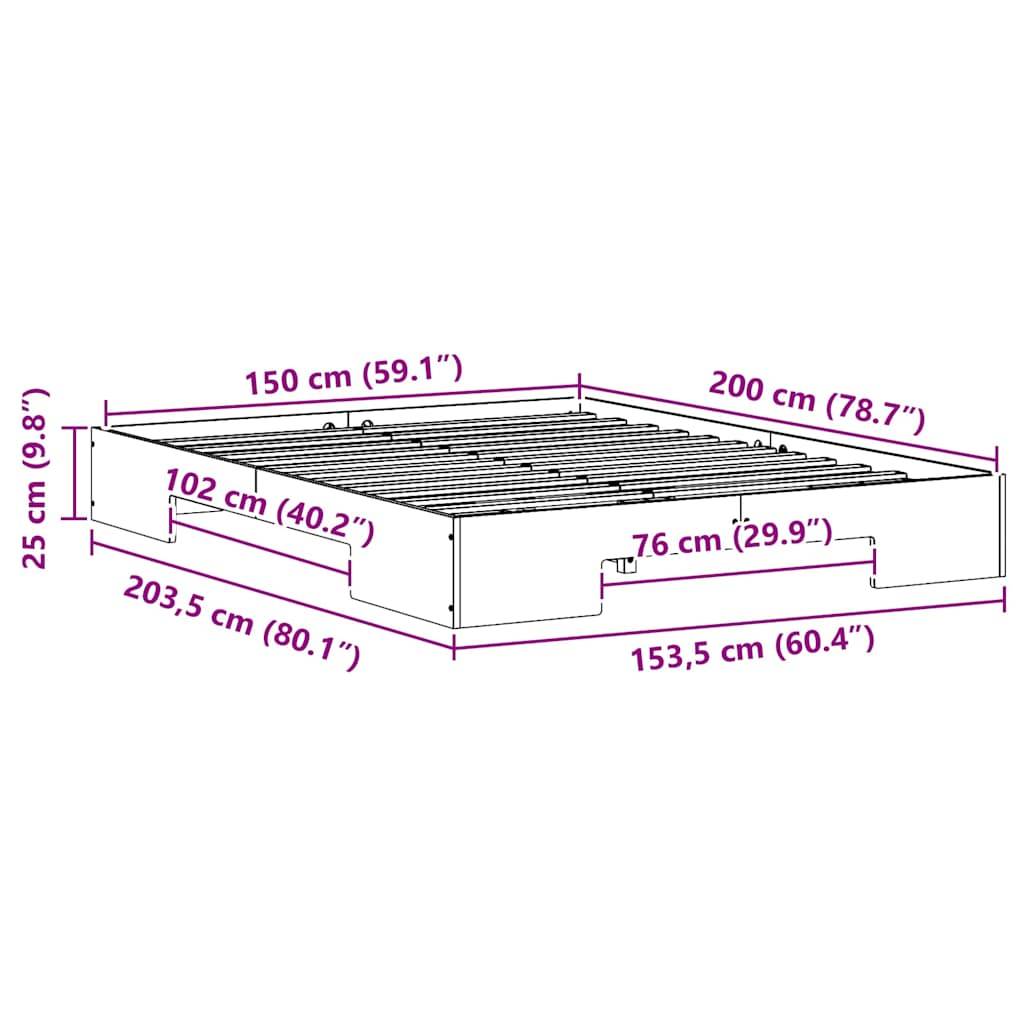 vidaXL Bettgestell Braun 150 x 200 cm