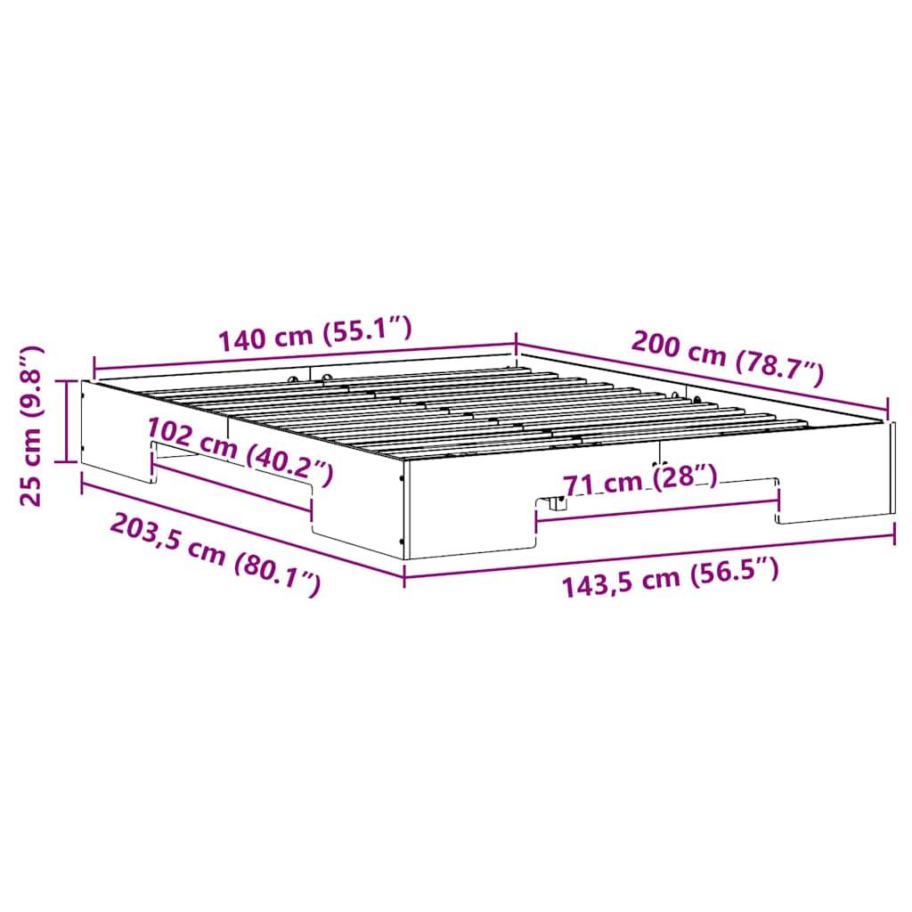vidaXL Bettgestell Weiß 140 x 200 cm