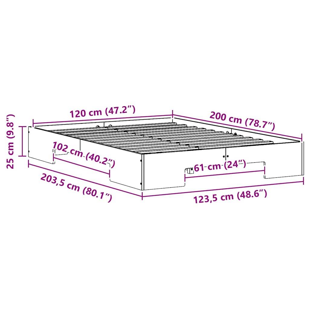 vidaXL Bettgestell Weiß 120 x 200 cm
