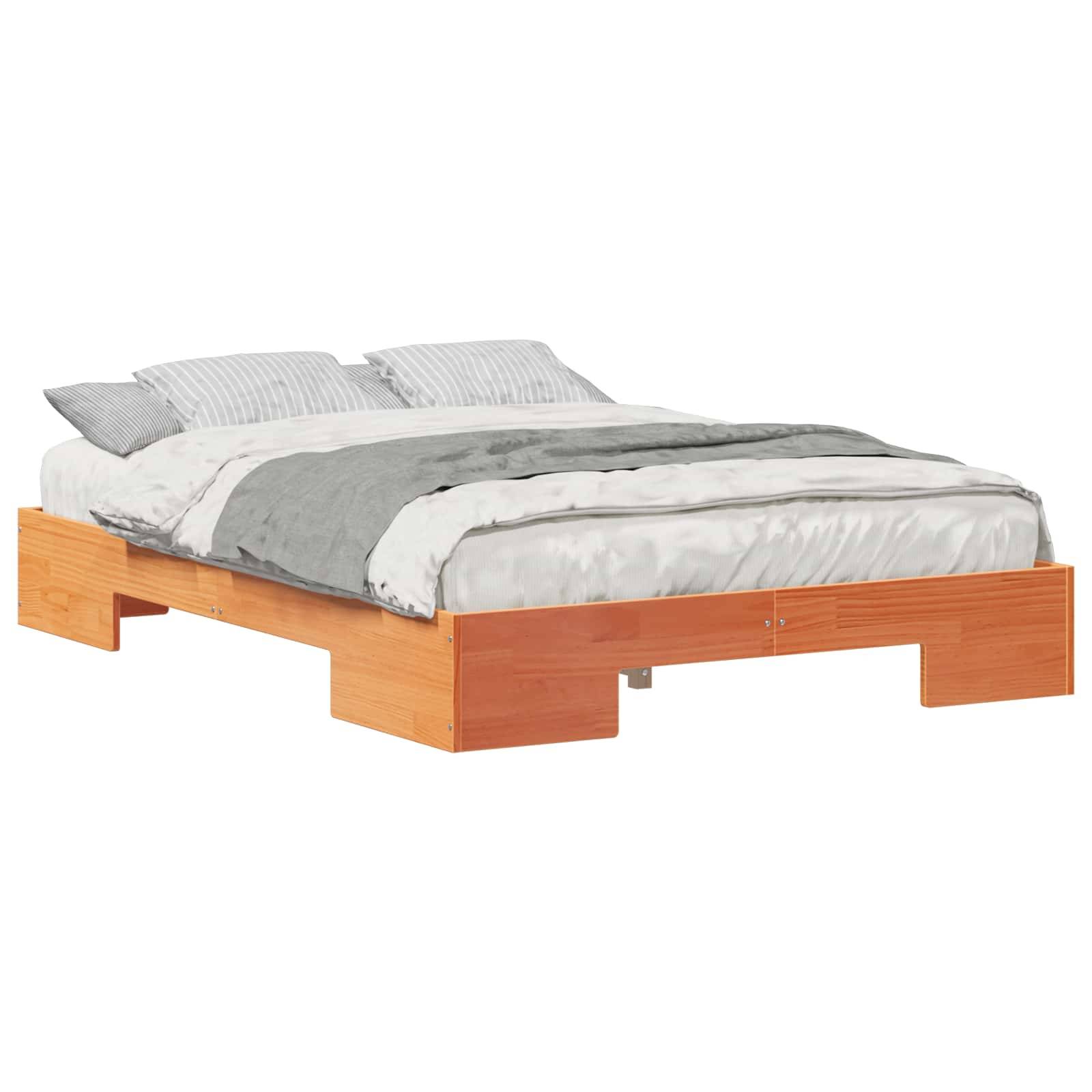 vidaXL Bettgestell Braun 135 x 190 cm