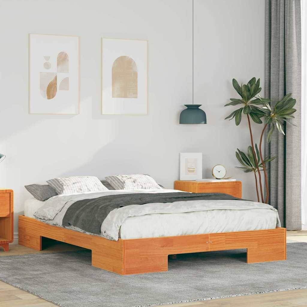 vidaXL Bettgestell Braun 135 x 190 cm