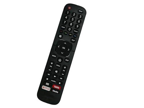 Eine schwarze Fernbedienung mit Schaltflächen einschließlich „Netflix