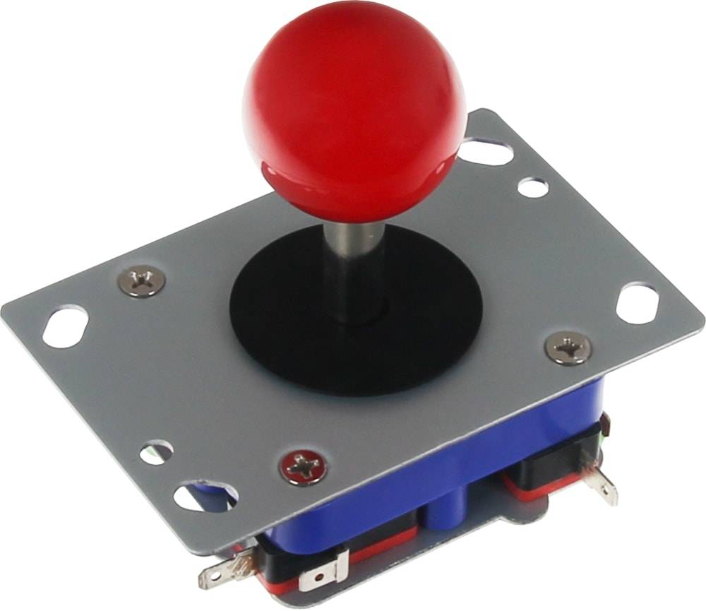 JOY-IT Hochwertiger Arcade Joystick mit roter Kugel, Umschaltbar 8, 4 und 2 Wege