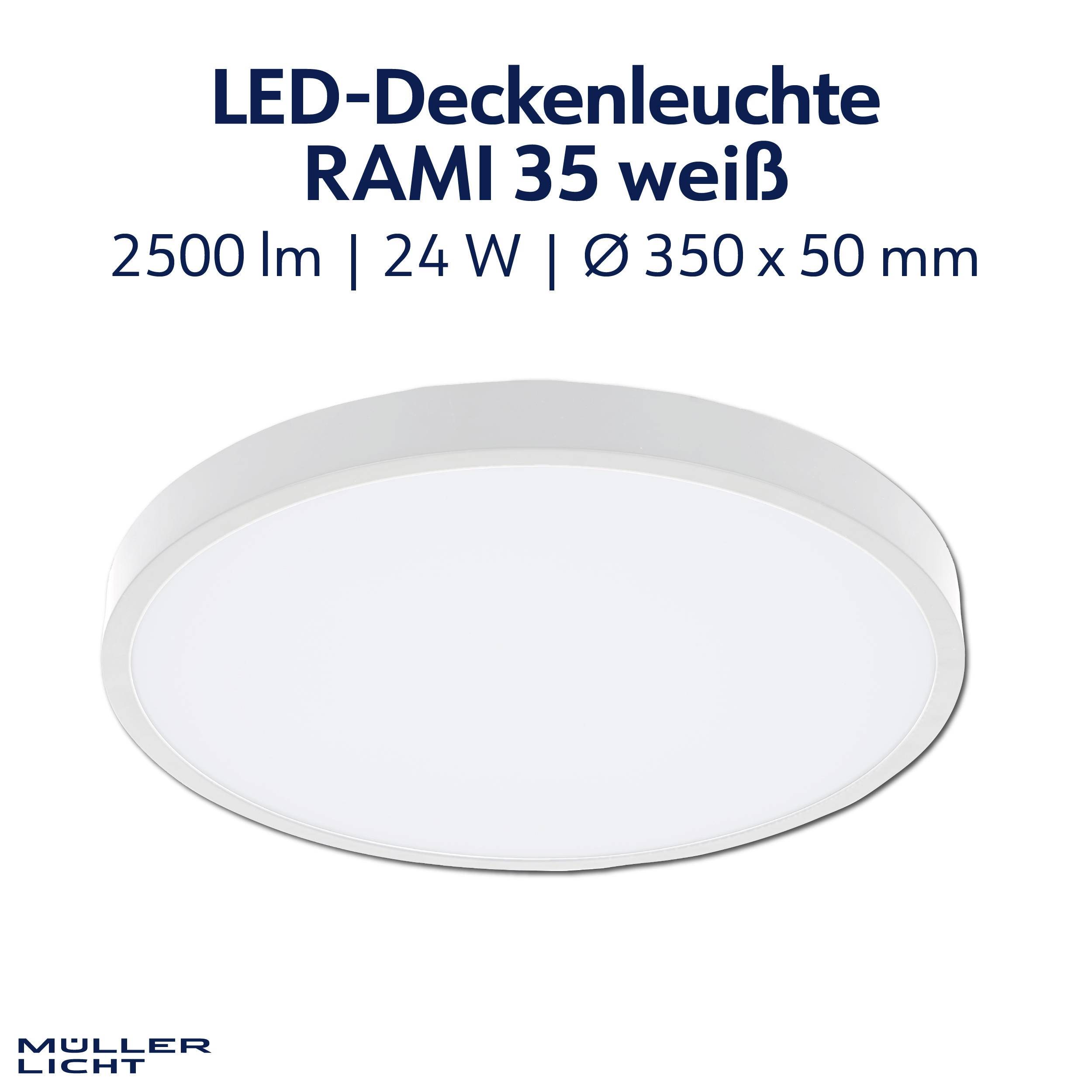 MÜLLER-LICHT LED-Deckenleuchte Rami 36 white, 24W, 2500lm, 2700-6500K, IP20, CCT