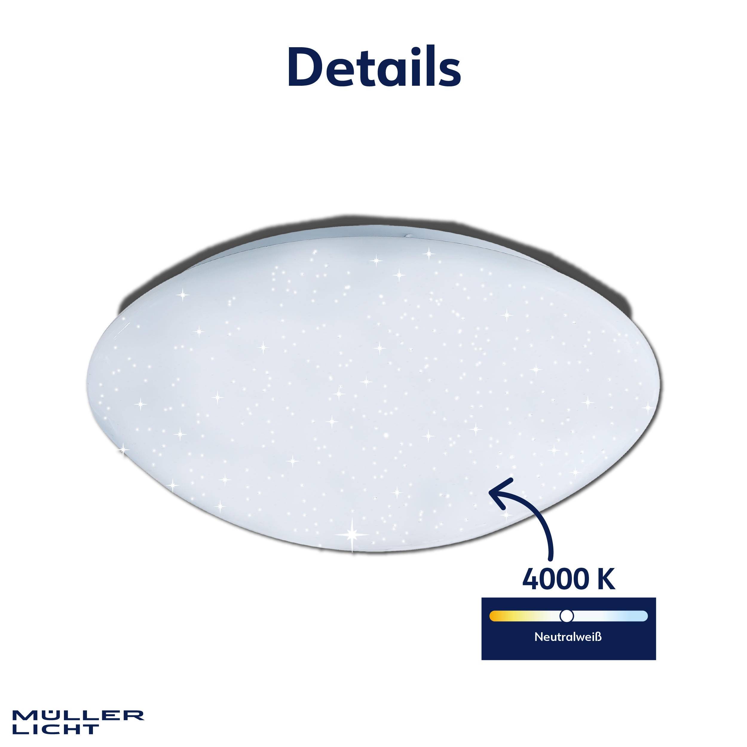 MÜLLER-LICHT LED-Deckenleuchte Claro star, 14 W, 1460 lm, 4000 K, IP20, neutralweiß