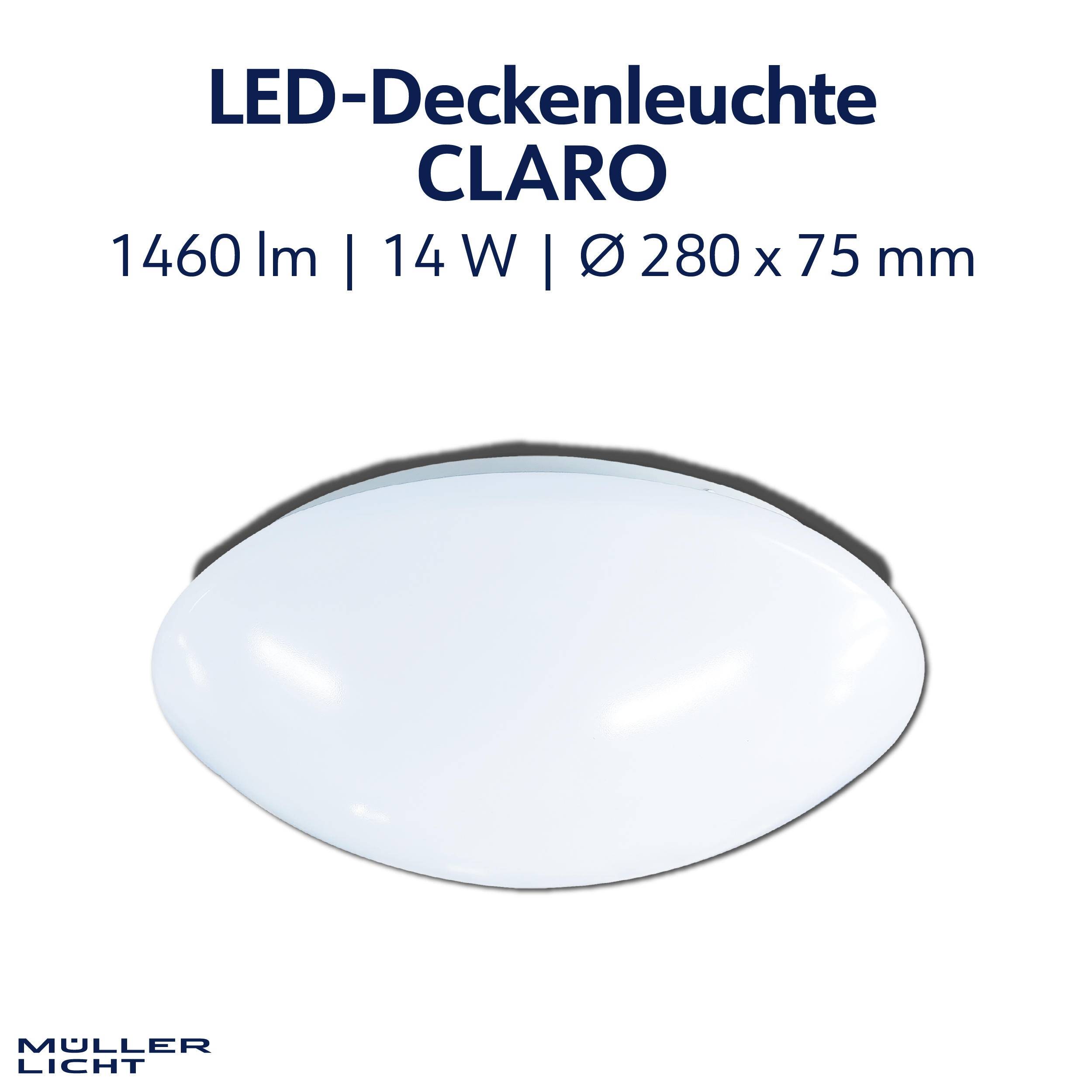 MÜLLER-LICHT LED-Deckenleuchte Claro white, 14 W, 1460 lm, 4000 K, IP20, neutralweiß