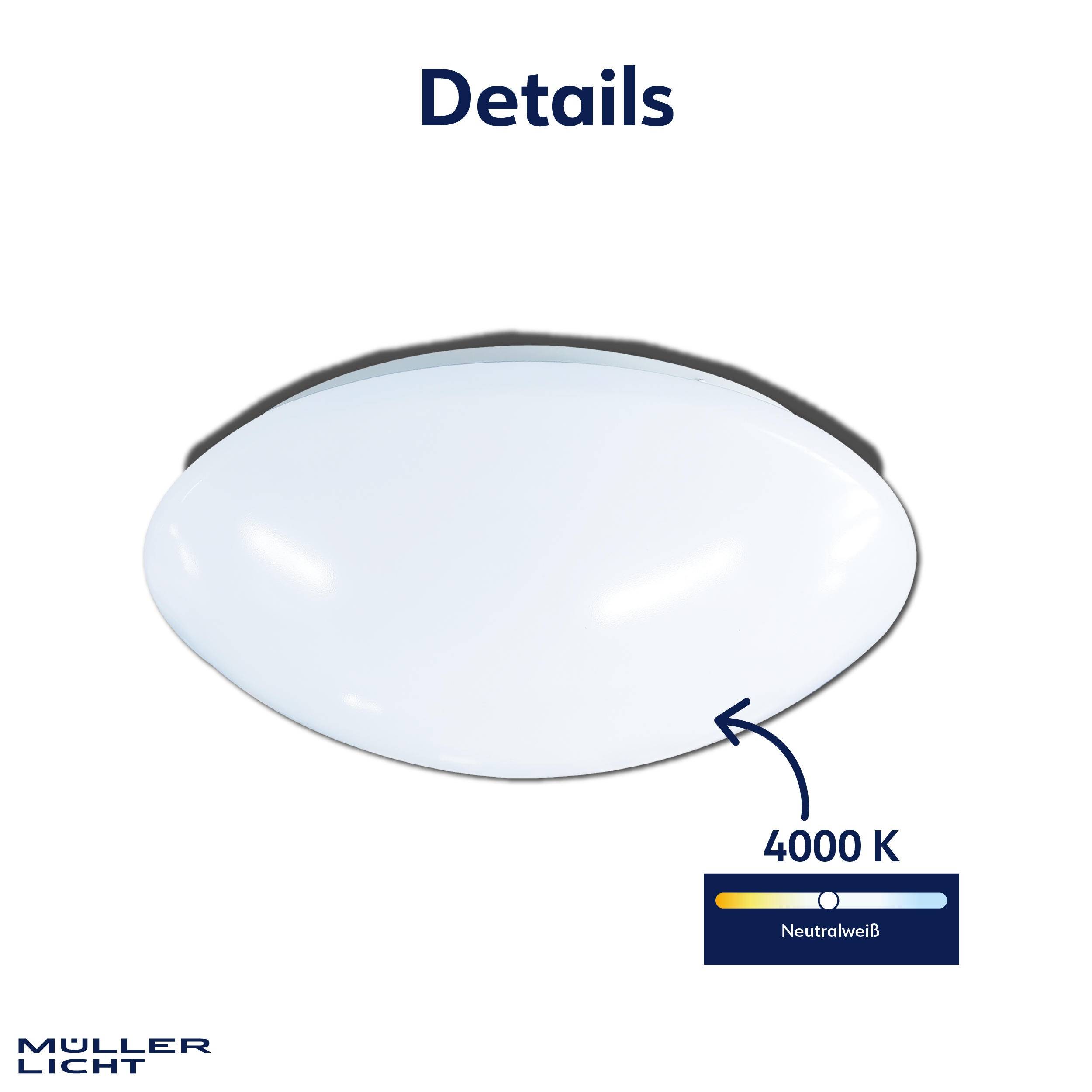 MÜLLER-LICHT LED-Deckenleuchte Claro white, 14 W, 1460 lm, 4000 K, IP20, neutralweiß