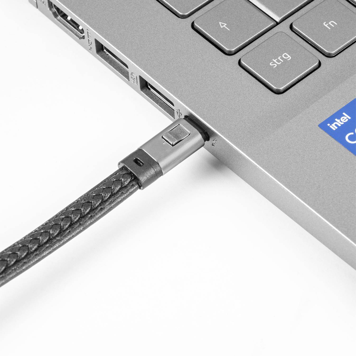 BerryBase USB-C Schnellladekabel Schlüsselanhänger, Zinklegierung, 240W PD3.1, 20cm, schwarz