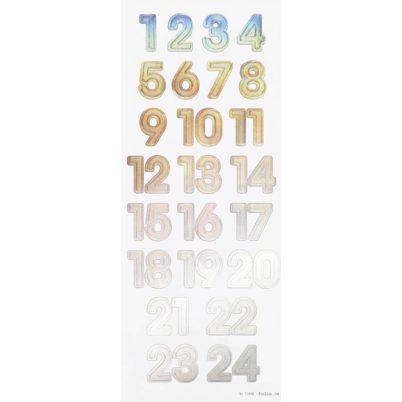 folia Adventskalender-Sticker "NUMBERS IRIDESCENT"