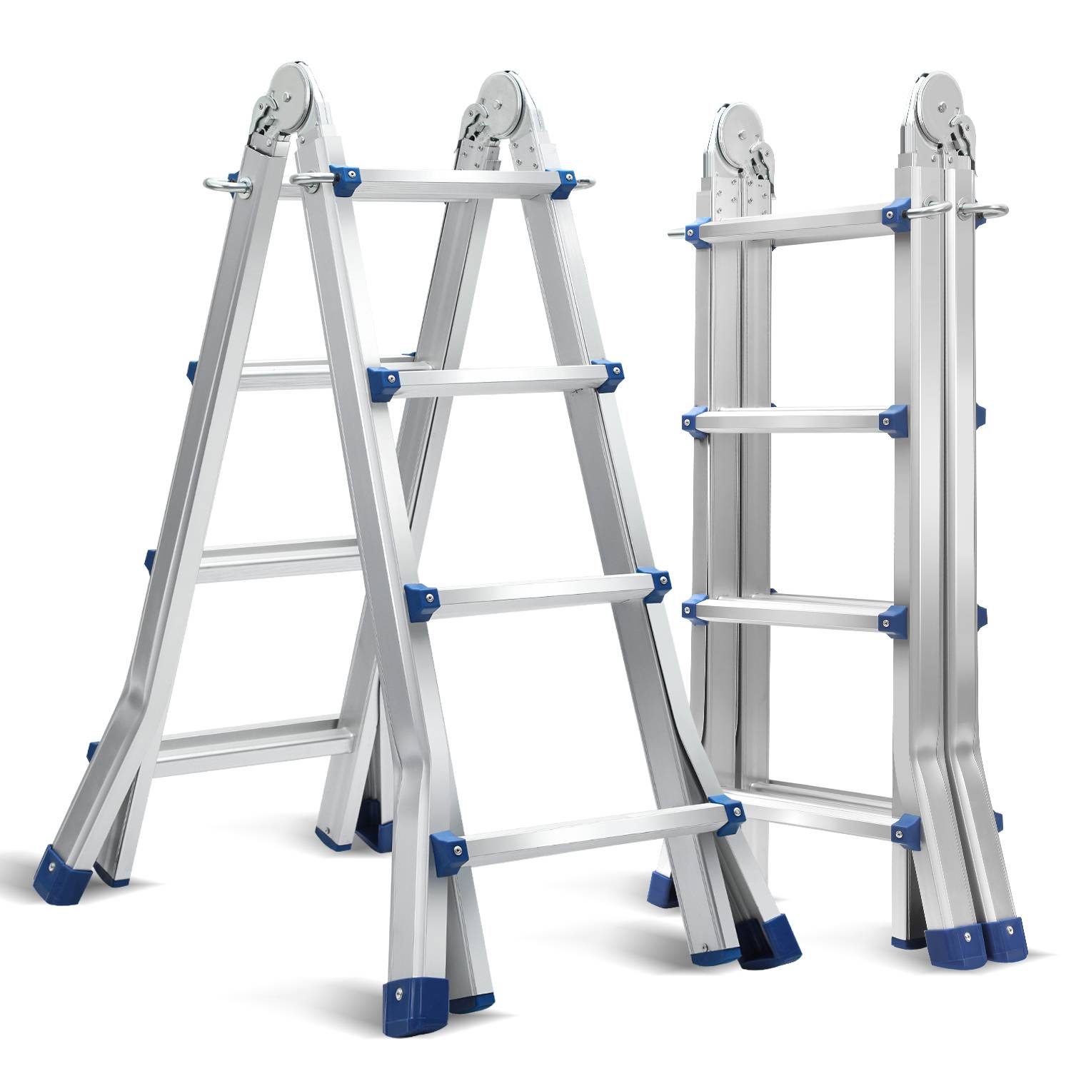 Multifunktionsleiter Teleskopleiter Klappbar 4*4Stufe Aluminium Anlegeleiter Mehrzweckleiter Ausziehbare Leite tehleiter aus Hochwertigem 150KG