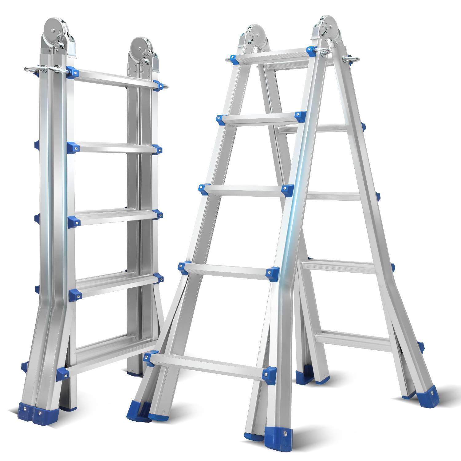 Multifunktionsleiter Teleskopleiter Klappbar 4*5Stufe Aluminium Anlegeleiter Mehrzweckleiter Ausziehbare Leite tehleiter aus Hochwertigem 150KG