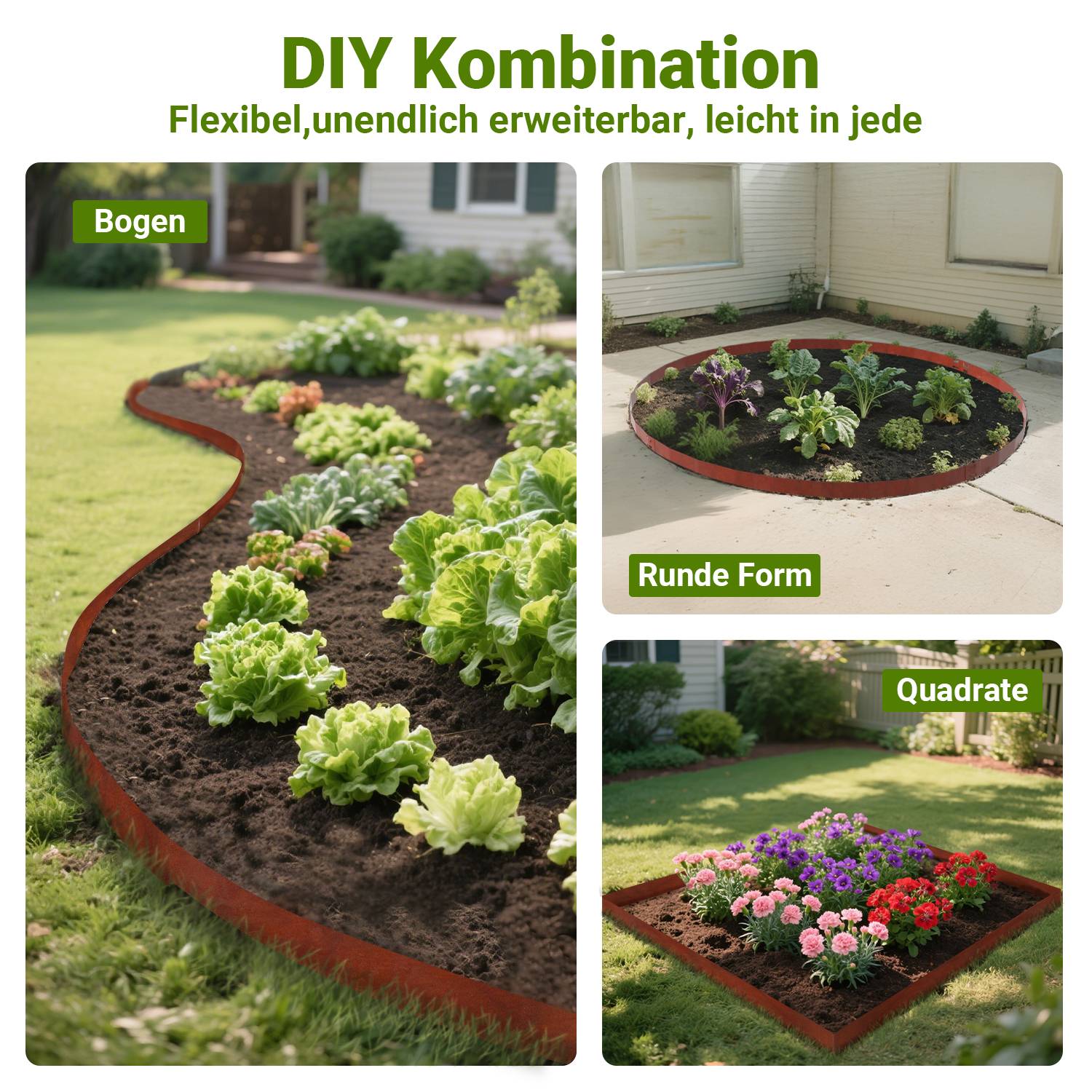 Rasenkante Schnecken Abwehr Verzinkt Blumenzaun Trennrand Gartenumrandung Stahl 100x18cm 20m Rost