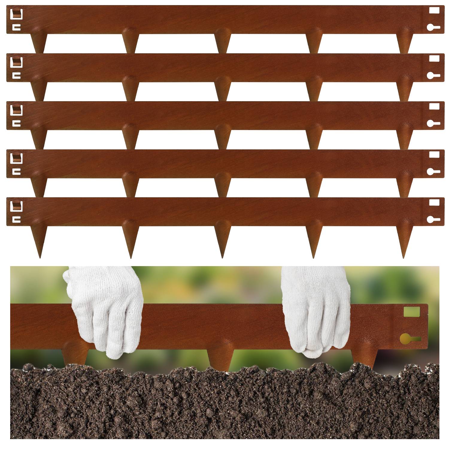 Rasenkante Schnecken Abwehr Verzinkt Blumenzaun Trennrand Gartenumrandung Stahl 100x18cm 50m Rost