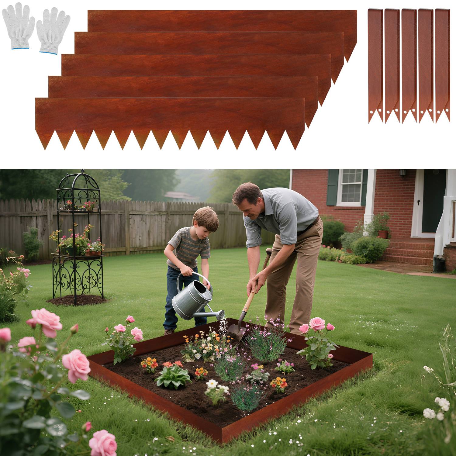 Rasenkante Schnecken Abwehr Verzinkt Blumenzaun Trennrand Gartenumrandung Stahl 100x20cm 15m Rost