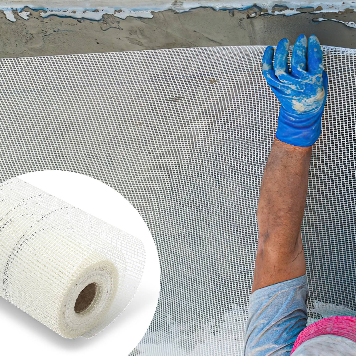 50m² Armierungsgewebe Putzgewebe (1m x 50m) Gewebe Putz Gittergewebe 160g/m² Glasfasergewebe 4mm x 4mm Glasfaser Fassade Weiß