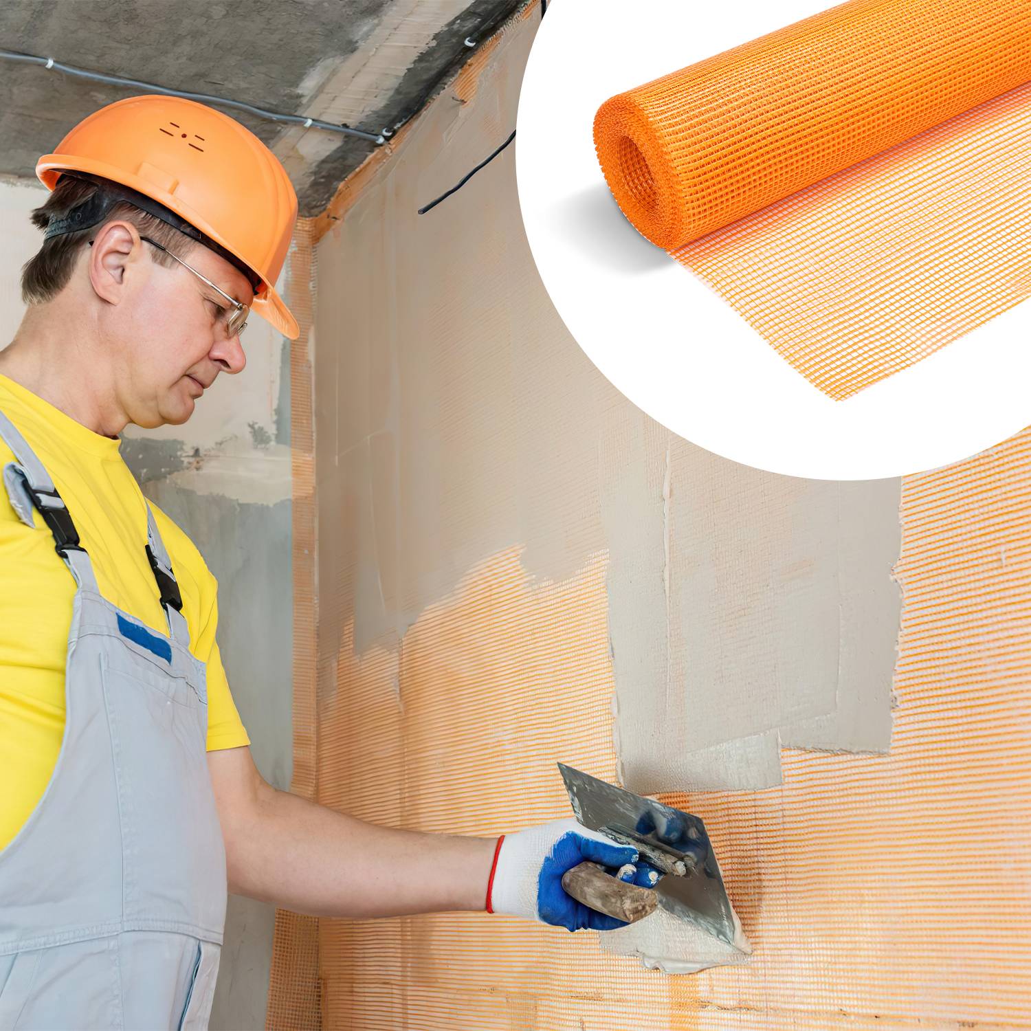 50m² Armierungsgewebe Putzgewebe (1m x 50m) Gewebe Putz Gittergewebe 160g/m² Glasfasergewebe 4mm x 4mm Glasfaser Fassade Orange