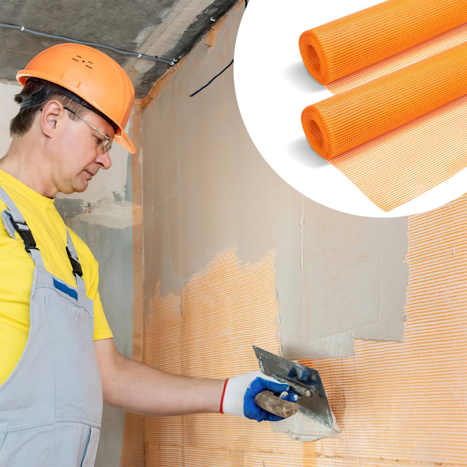 100m² Armierungsgewebe Putzgewebe (1m x 50m) Gewebe Putz Gittergewebe 160g/m² Glasfasergewebe 4mm x 4mm Glasfaser Fassade Orange