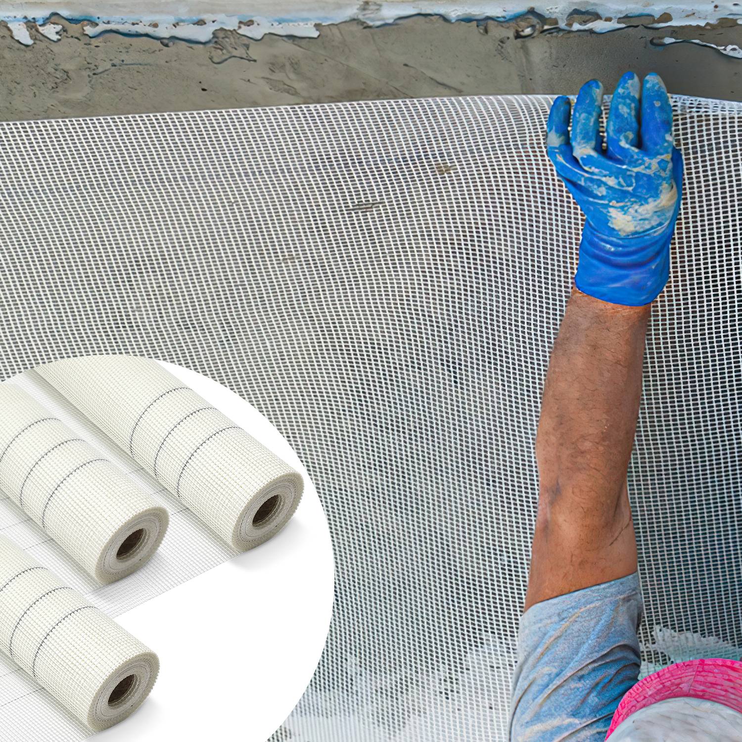 150m² Armierungsgewebe Putzgewebe (1m x 50m) Gewebe Putz Gittergewebe 160g/m² Glasfasergewebe 4mm x 4mm Glasfaser Fassade Weiß