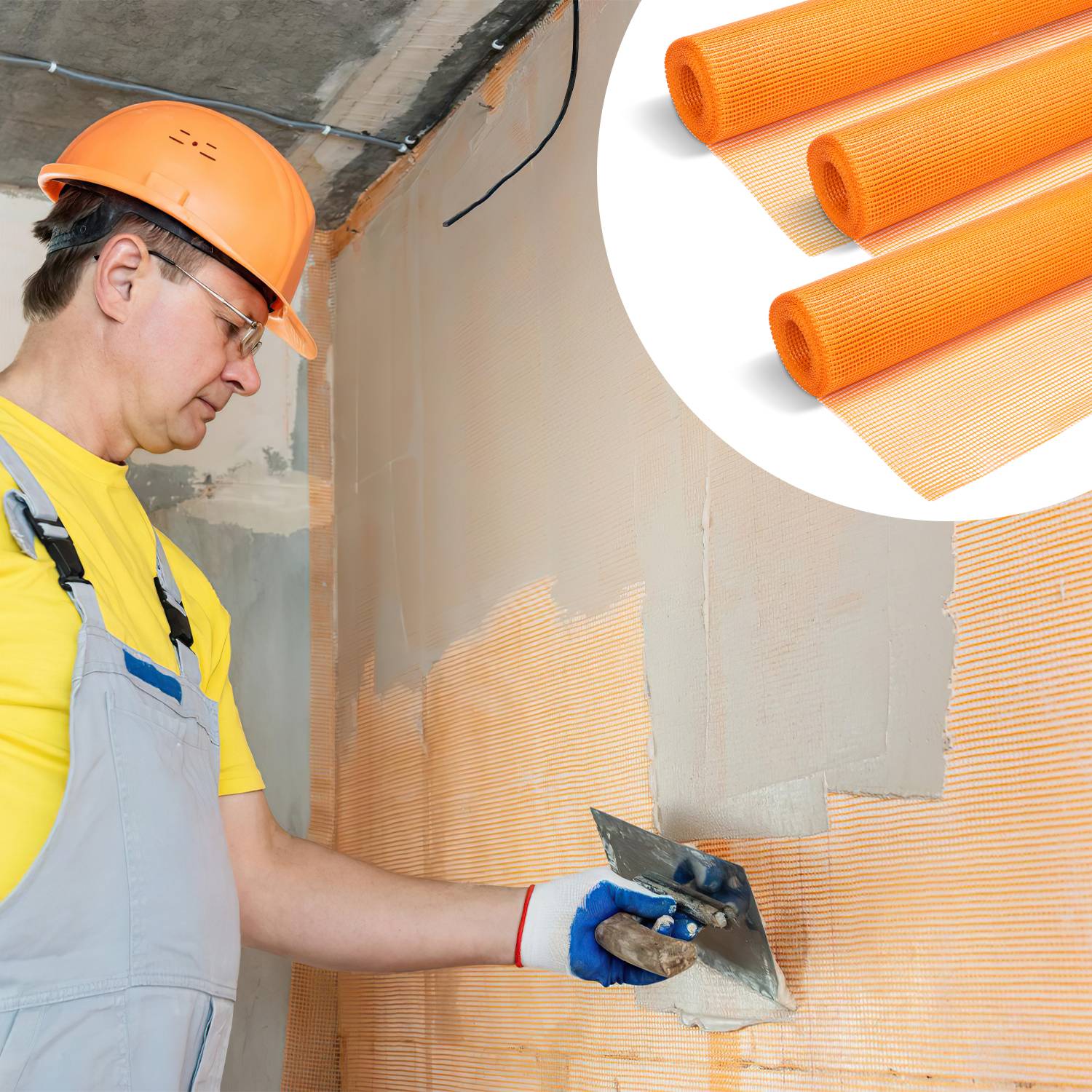 150m² Armierungsgewebe Putzgewebe (1m x 50m) Gewebe Putz Gittergewebe 160g/m² Glasfasergewebe 4mm x 4mm Glasfaser Fassade Orange