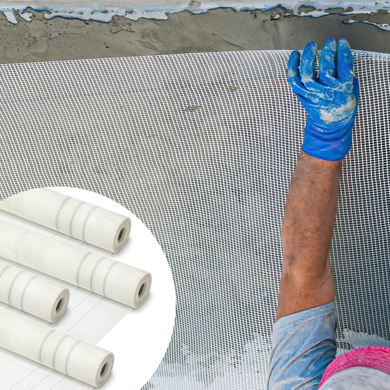 200m² Armierungsgewebe Putzgewebe (1m x 50m) Gewebe Putz Gittergewebe 160g/m² Glasfasergewebe 4mm x 4mm Glasfaser Fassade Weiß