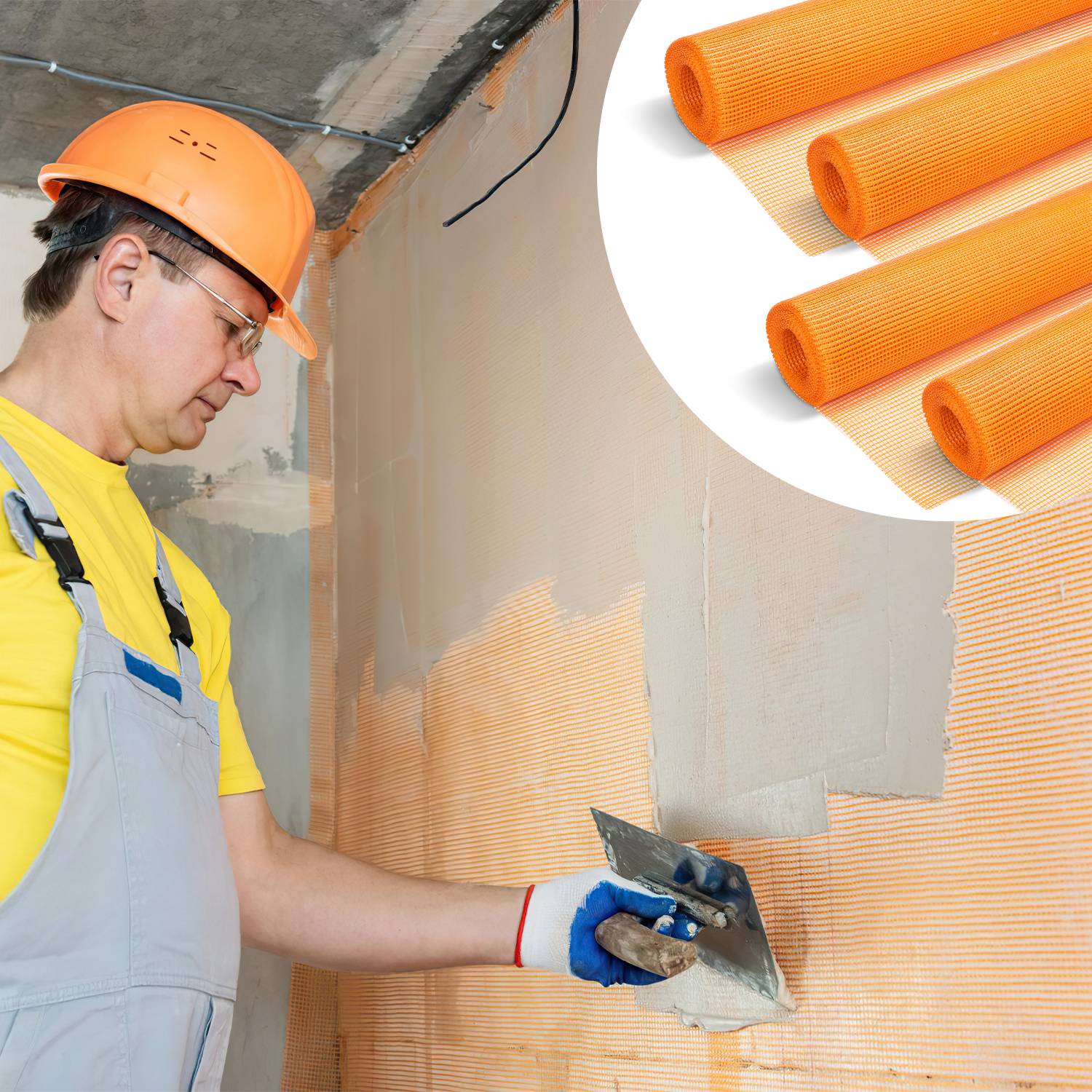 200m² Armierungsgewebe Putzgewebe (1m x 50m) Gewebe Putz Gittergewebe 160g/m² Glasfasergewebe 4mm x 4mm Glasfaser Fassade Orange