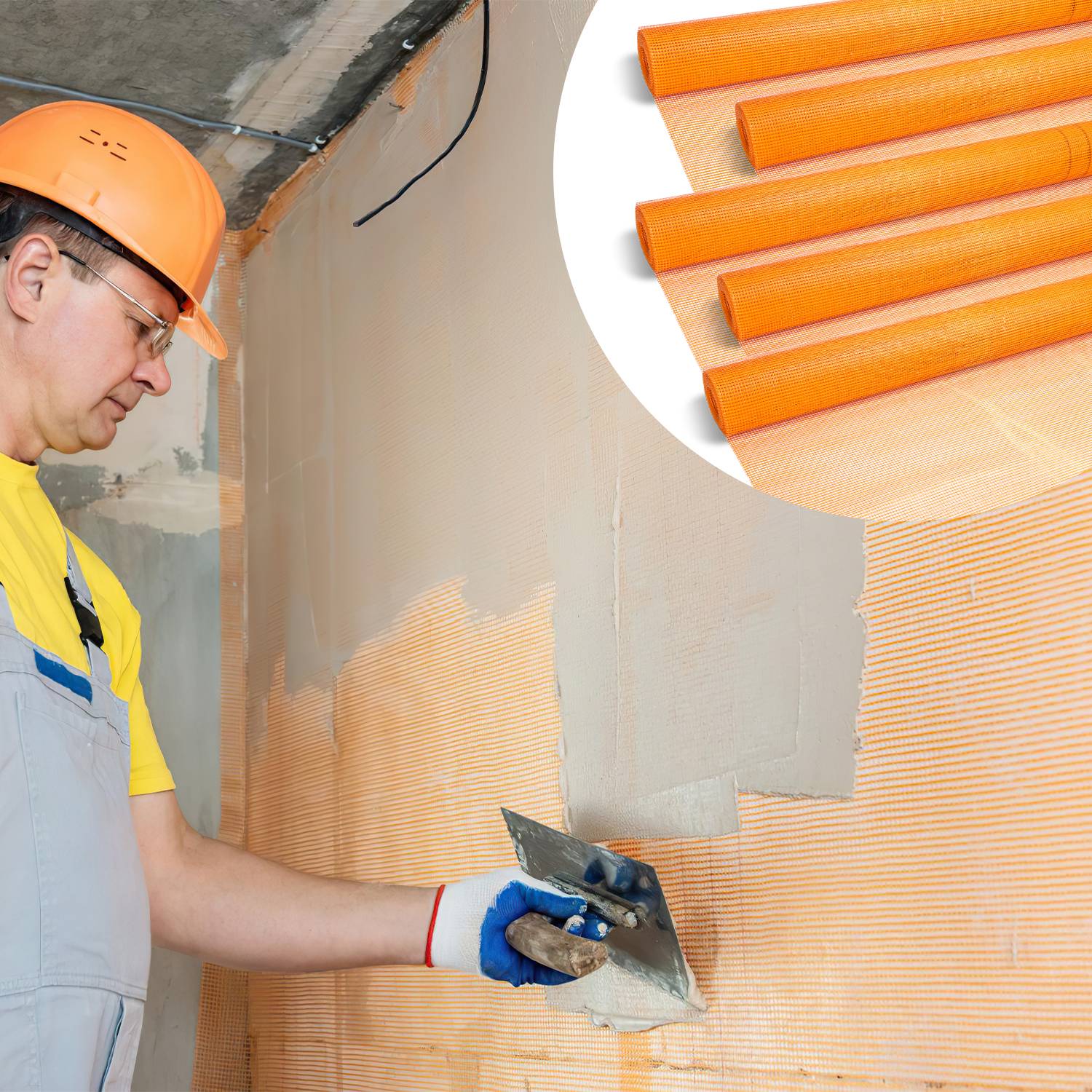 250m² Armierungsgewebe Putzgewebe (1m x 50m) Gewebe Putz Gittergewebe 160g/m² Glasfasergewebe 4mm x 4mm Glasfaser Fassade Orange
