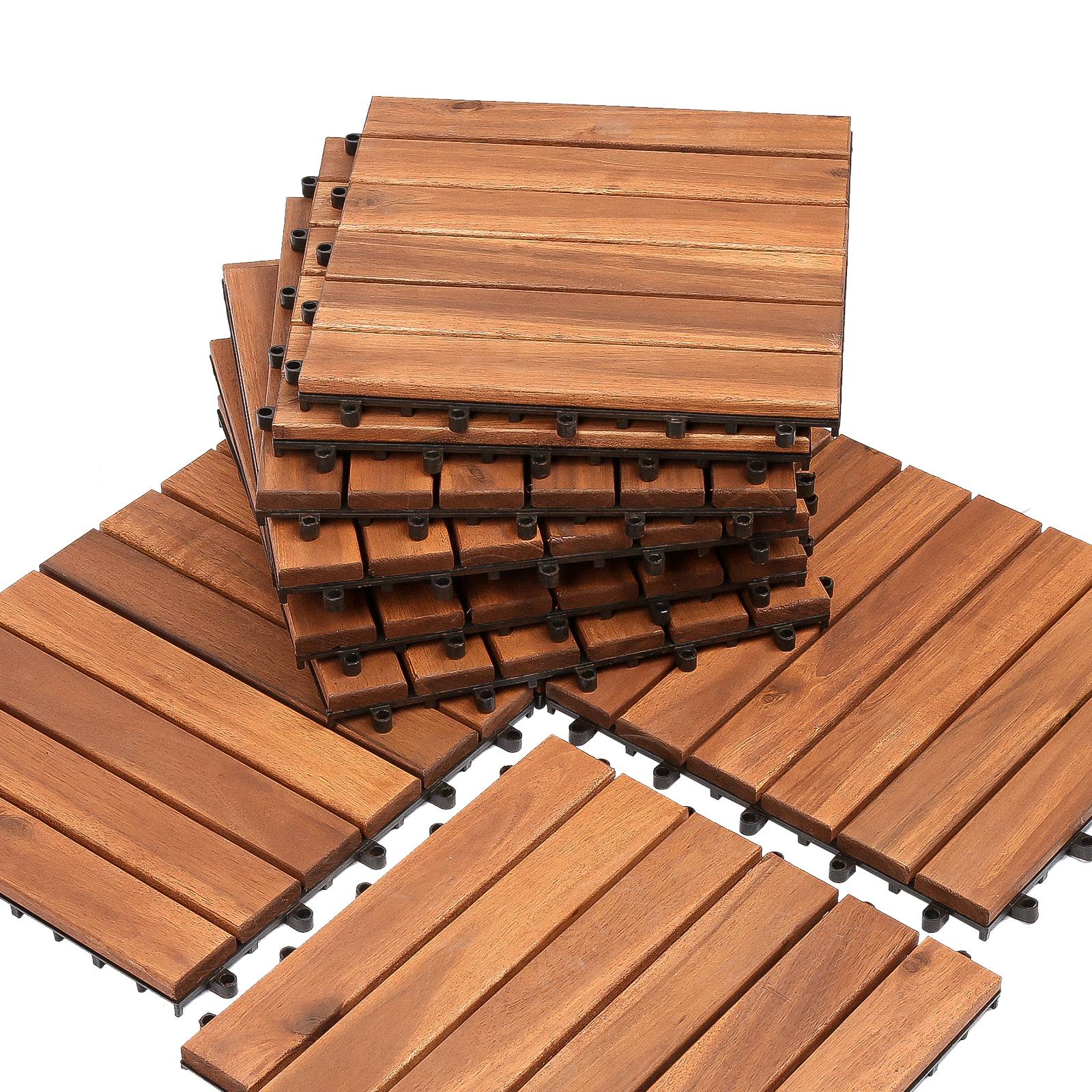 Holzfliesen Terrassenfliesen Bodenfliesen Balkonfliesen Akazien-Holzfliesen 30 x 30 cm leicht verlegbar 88x