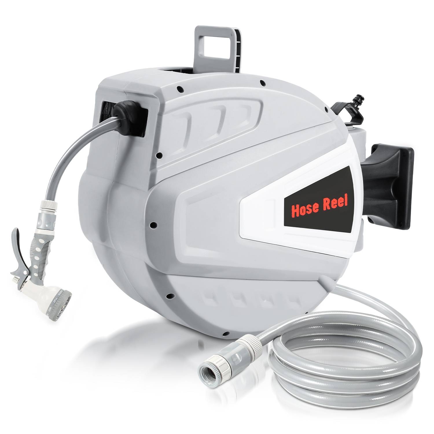 20 Meter Wand Schlauchtrommel Schlauchaufroller Wasserschlauchaufroller Schlauchbox Automatik (20 m) Grau