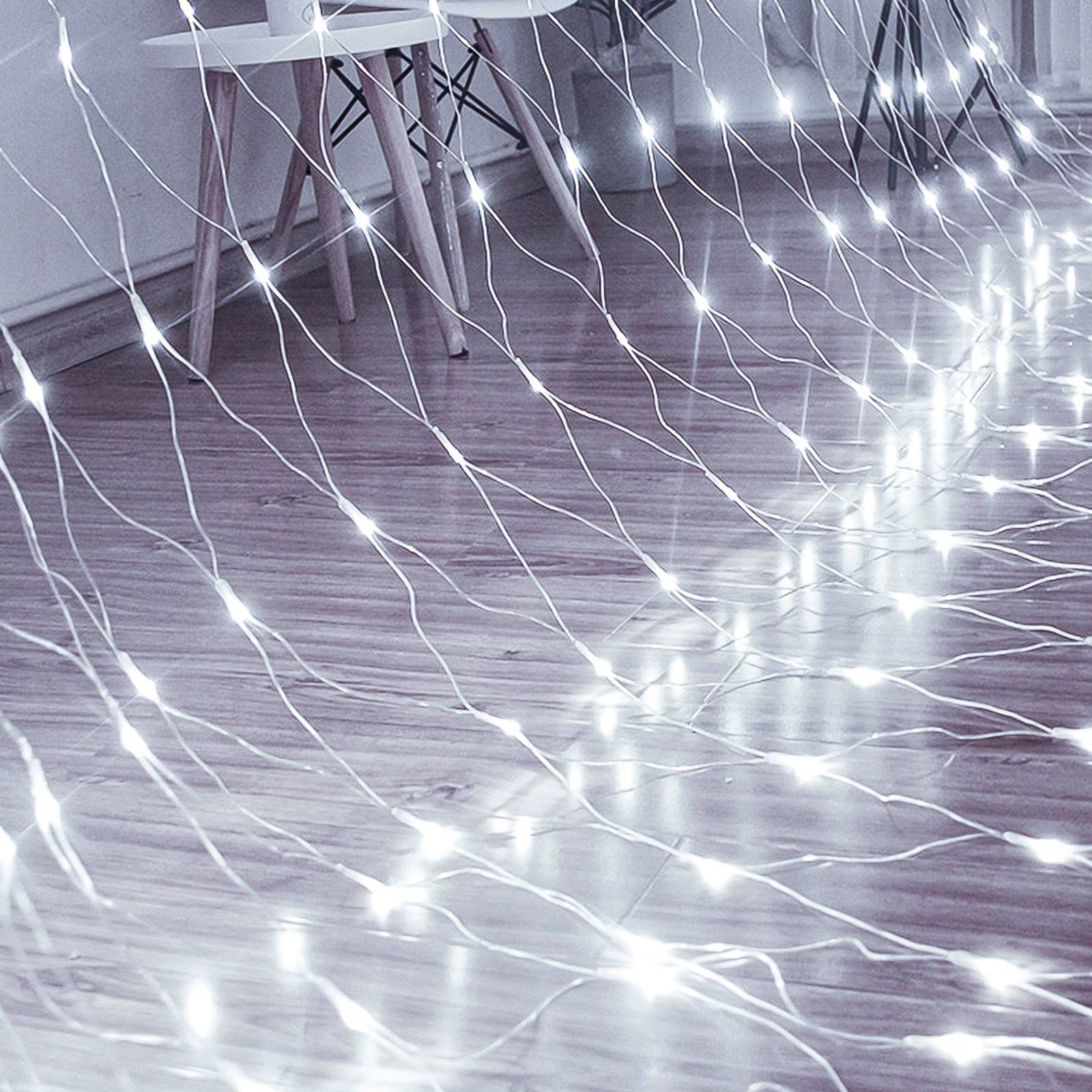 4.5x1.6M 300 LED Lichternetz 8 Lichtmodi Lichterkette Wasserdicht Innen Außen Weihnachten Party Garten Deko, Kaltweiß