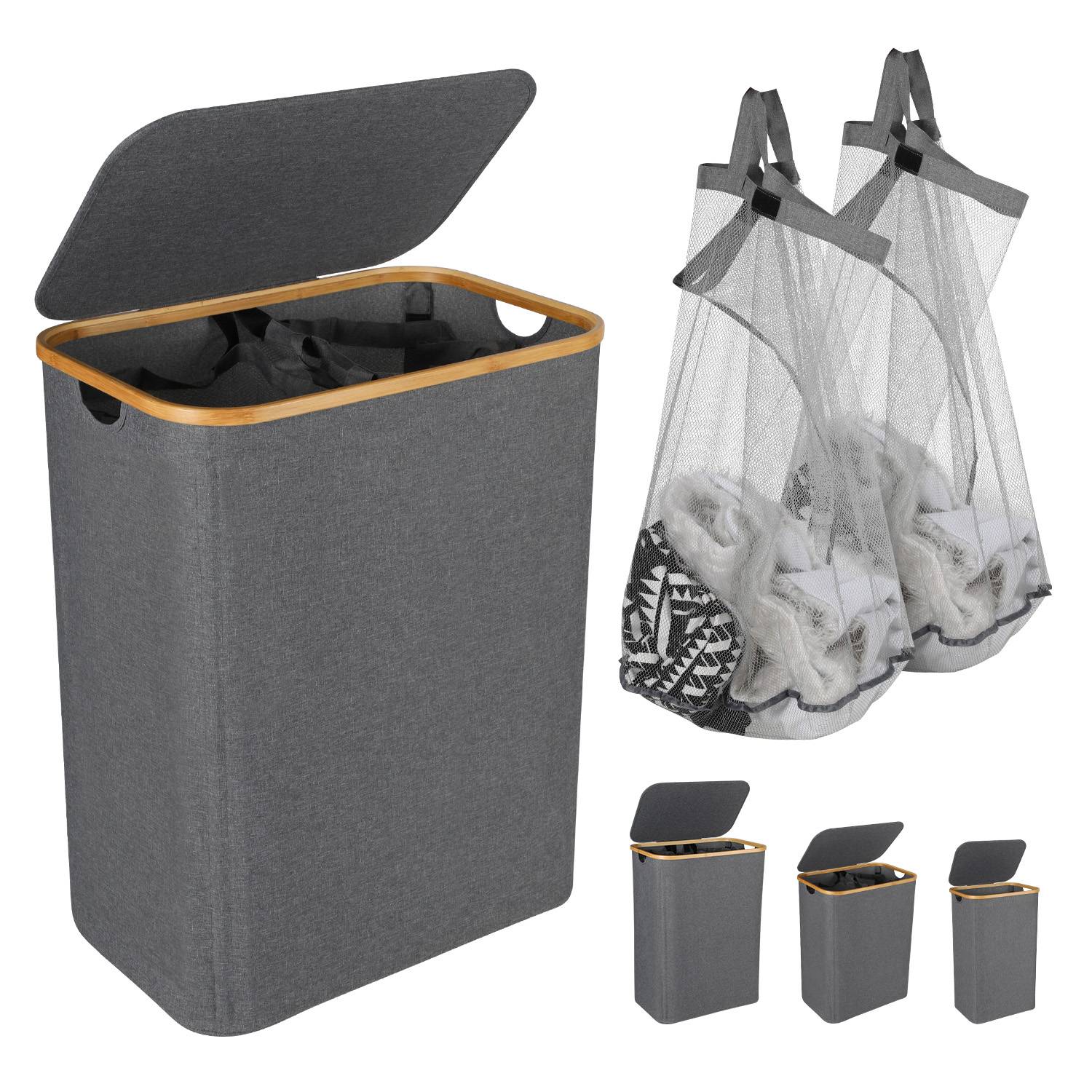Wäschekorb Wäschesammler,grau 57 x 37 x 69 cm