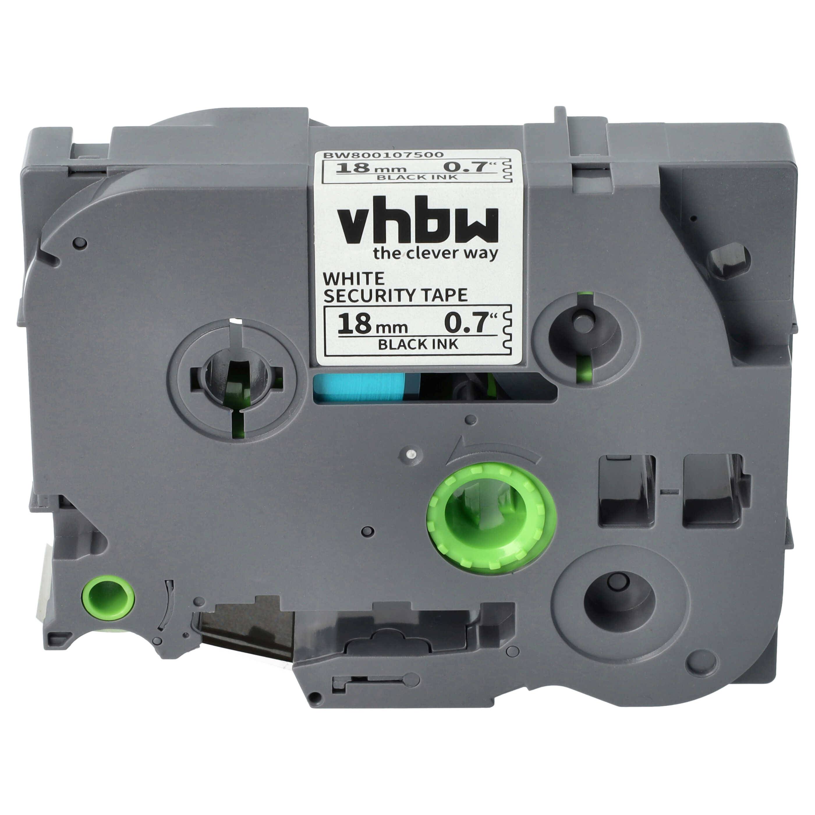 vhbw Schriftband-Kassette Ersatz für Brother TZ-SE4, TZE-SE4 für Etiketten-Drucker 8m x 18mm Schwarz auf Weiß Sicherheitsband