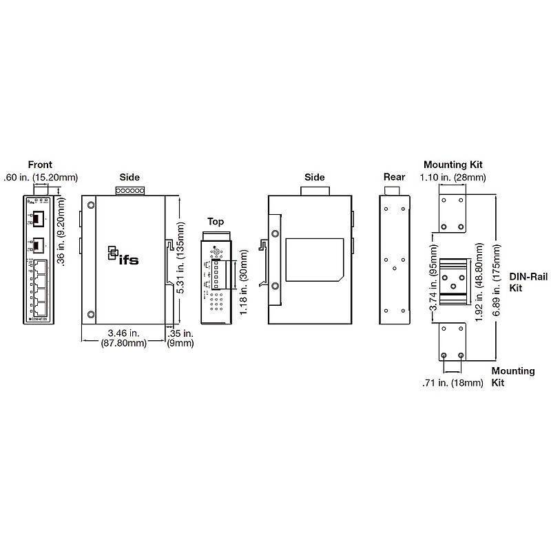IFS MC250-4T/2S Medien-Konverter SFP, 4-Port, Zubehörartikel, Medienkonverter | Anwendung: Videoüberwachung | Farbe: Sc