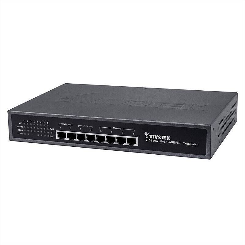VIVOTEK AW-GEU-080A-250 Switch unman. 8-Port, PoE, Switch | PoE-Stromversorgung | Anwendung: Videoüberwachung | Farbe: