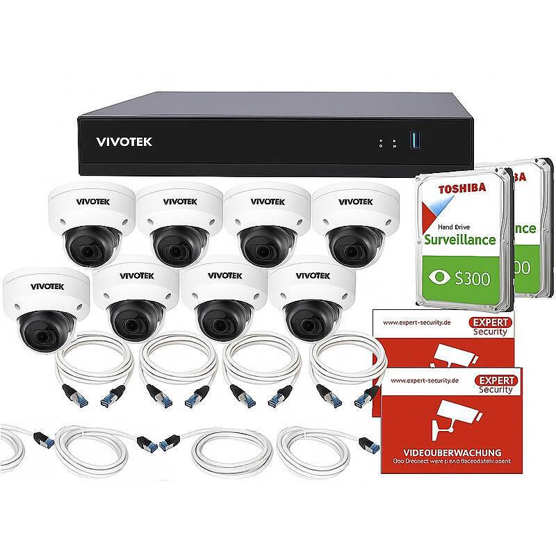 Profi Kamerasystem 8x Dome 5MP Vario + 16CH NVR, Mit intelligentem Cyberschutz für Ihr Firmennetzwerk: Mehrstufige Erke
