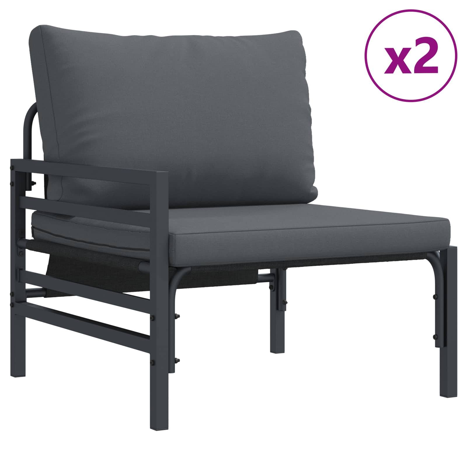 vidaXL Gartensofa-set mit Kissen 7 pcs Schwarz Stahl