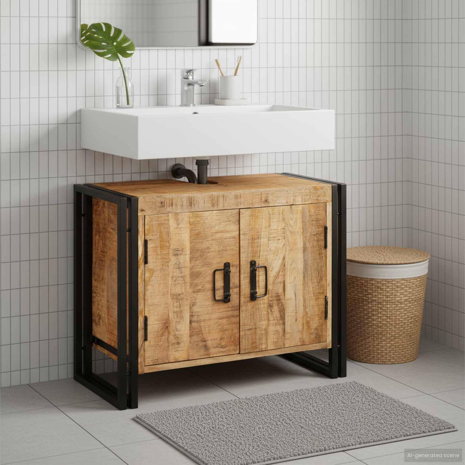 vidaXL Waschbeckenunterschrank Braun 71 x 33 x 58 cm Massivholz Mango